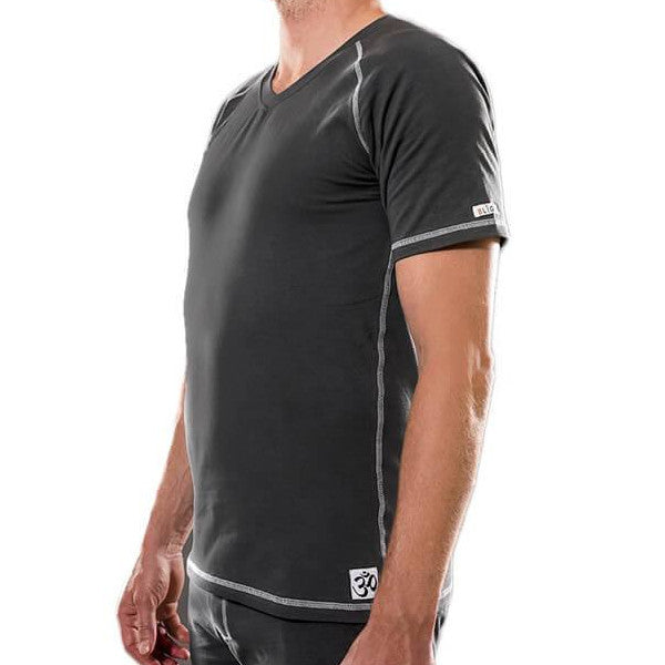 Men's Yoga Shirts - B-Light Organic Cotton T-Shirt Devadara In Metal Grey