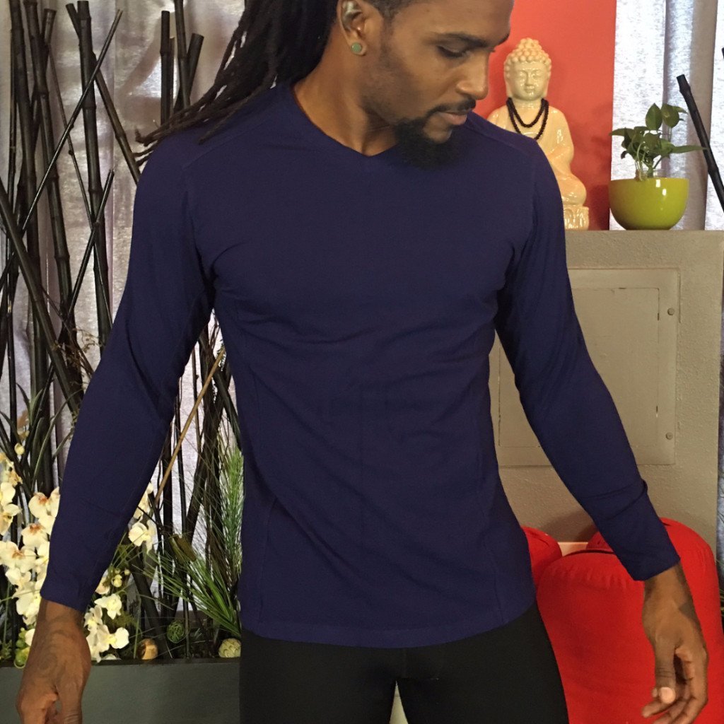 Garment Dyed Orphic V Long Sleeve in Phantom - Yoga for Men
