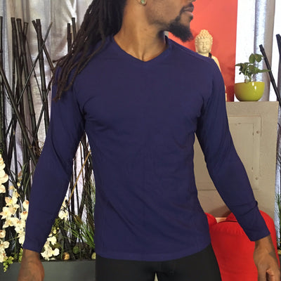 Men's Yoga Shirts - Garment Dyed Orphic V Long Sleeve In Phantom